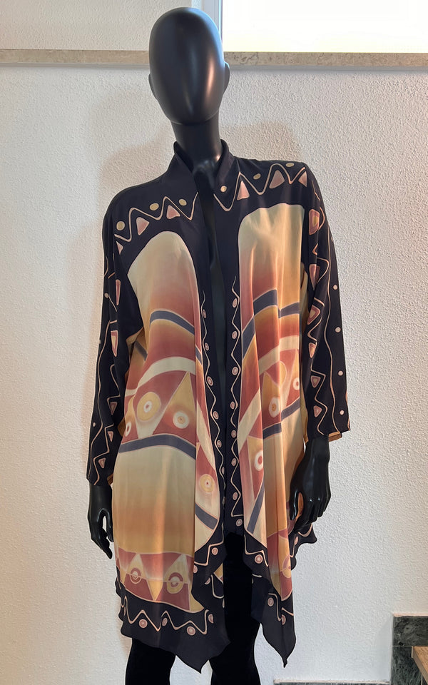 Vintage Handprint Silk Kimono