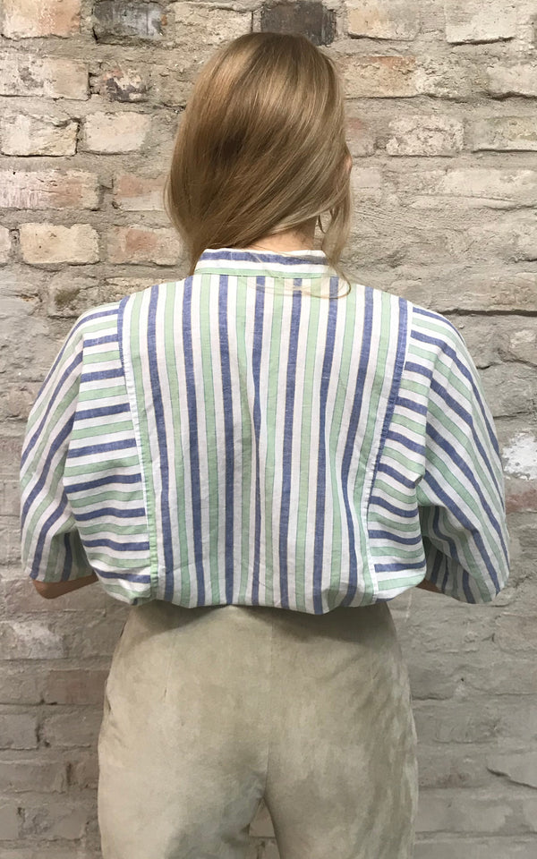 Vintage 80s Stripe Cotton Blouse