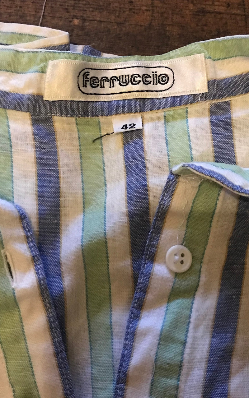 Vintage 80s Stripe Cotton Blouse
