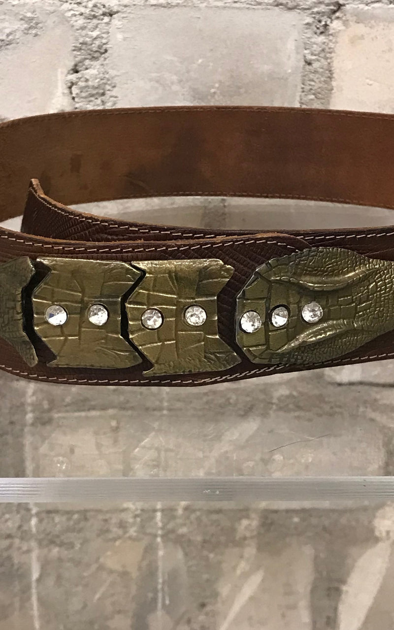 Brown Vintage Crocodile Belt